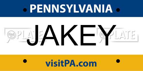 JAKEY Pennsylvania License Plate