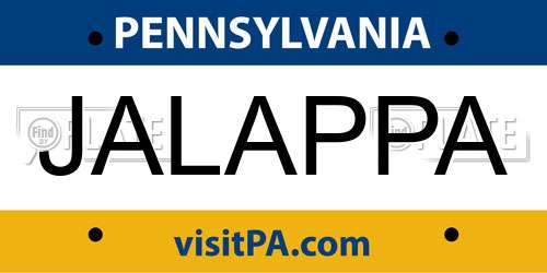 JALAPPA Pennsylvania License Plate