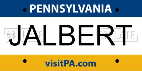 JALBERT Pennsylvania License Plate