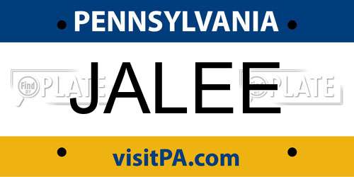JALEE Pennsylvania License Plate