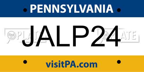 JALP24 Pennsylvania License Plate