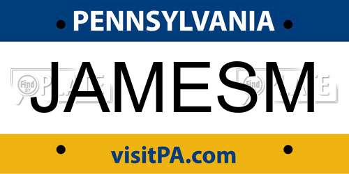 JAMESM Pennsylvania License Plate