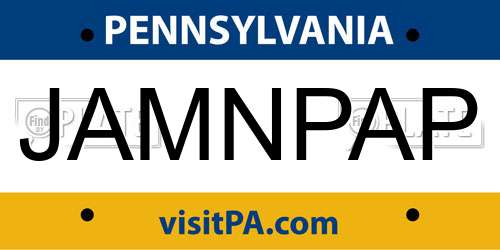 JAMNPAP Pennsylvania License Plate
