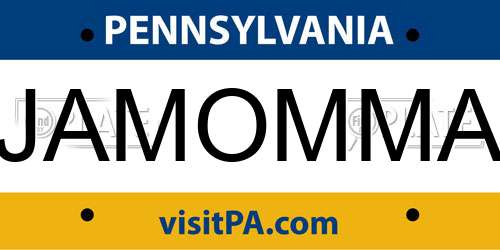 JAMOMMA Pennsylvania License Plate
