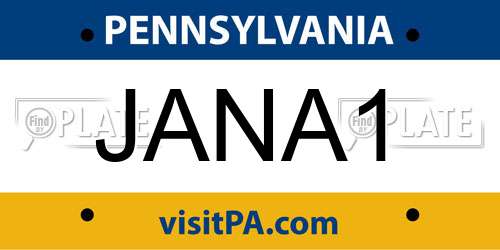 JANA1 Pennsylvania License Plate