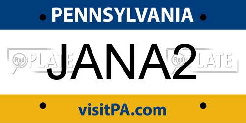 JANA2 Pennsylvania License Plate