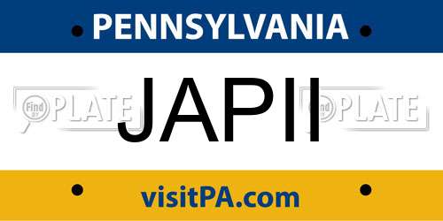 JAPII Pennsylvania License Plate