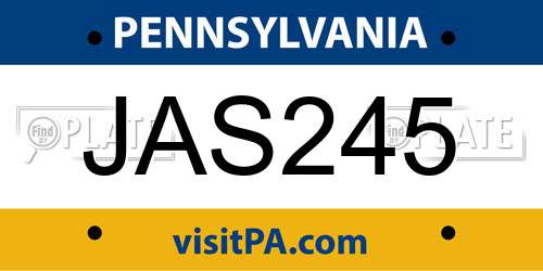 JAS245 Pennsylvania License Plate