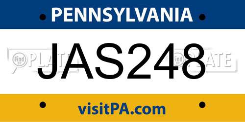 JAS248 Pennsylvania License Plate