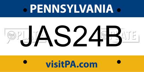 JAS24B Pennsylvania License Plate