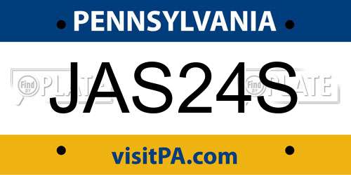 JAS24S Pennsylvania License Plate