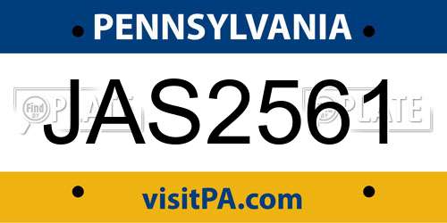 JAS2561 Pennsylvania License Plate