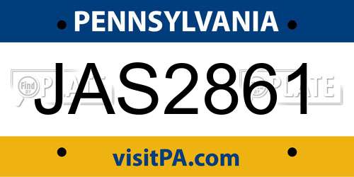JAS2861 Pennsylvania License Plate