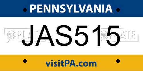 JAS515 Pennsylvania License Plate