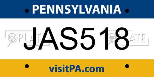 JAS518 Pennsylvania License Plate