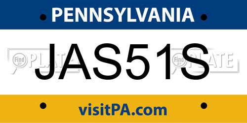 JAS51S Pennsylvania License Plate