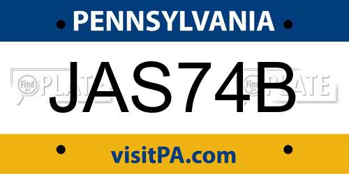 JAS74B Pennsylvania License Plate