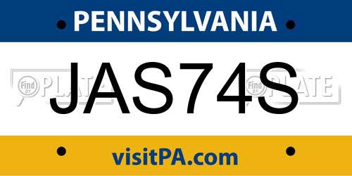 JAS74S Pennsylvania License Plate