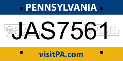 JAS7561 Pennsylvania License Plate