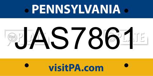JAS7861 Pennsylvania License Plate