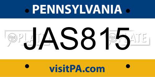 JAS815 Pennsylvania License Plate