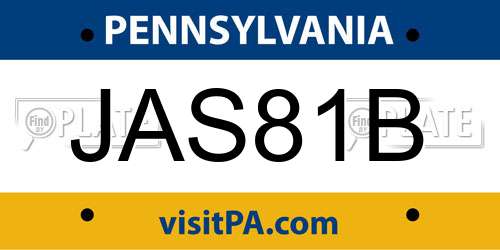 JAS81B Pennsylvania License Plate