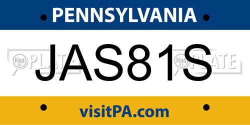 JAS81S Pennsylvania License Plate