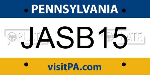 JASB15 Pennsylvania License Plate