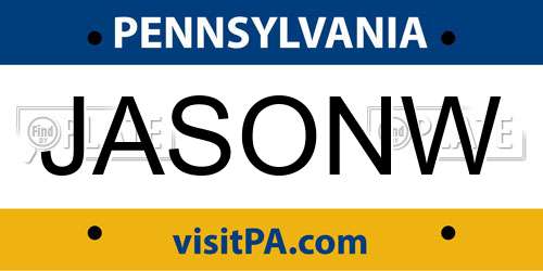 JASONW Pennsylvania License Plate