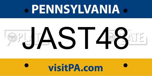 JAST48 Pennsylvania License Plate