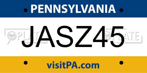 JASZ45 Pennsylvania License Plate