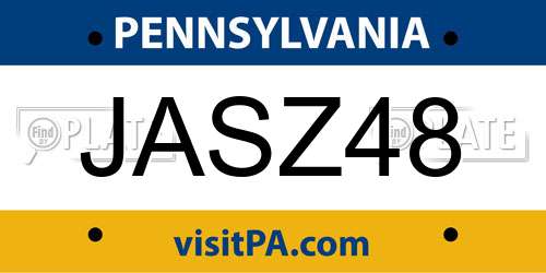 JASZ48 Pennsylvania License Plate