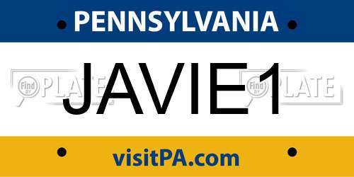 JAVIE1 Pennsylvania License Plate