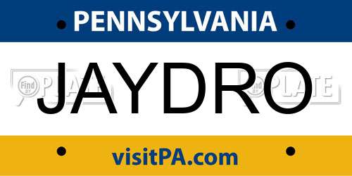 JAYDRO Pennsylvania License Plate
