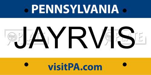 JAYRVIS Pennsylvania License Plate