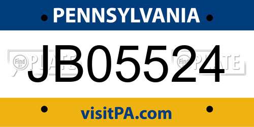 JB05524 Pennsylvania License Plate