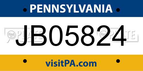 JB05824 Pennsylvania License Plate