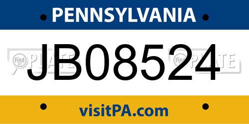 JB08524 Pennsylvania License Plate