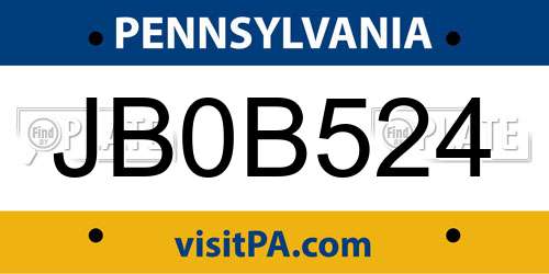 JB0B524 Pennsylvania License Plate