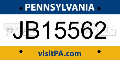 JB15562 Pennsylvania License Plate