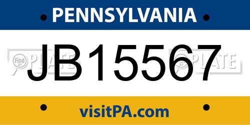 JB15567 Pennsylvania License Plate
