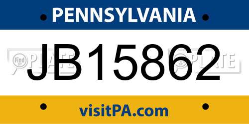 JB15862 Pennsylvania License Plate