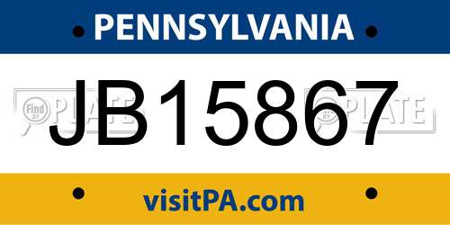 JB15867 Pennsylvania License Plate