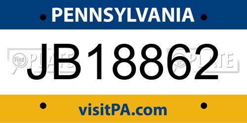 JB18862 Pennsylvania License Plate
