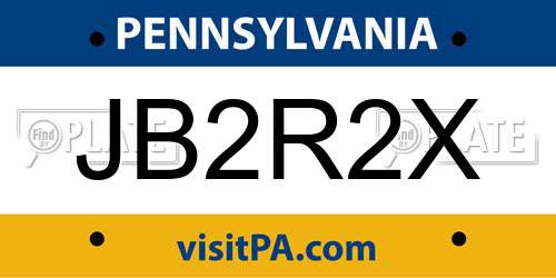 JB2R2X Pennsylvania License Plate