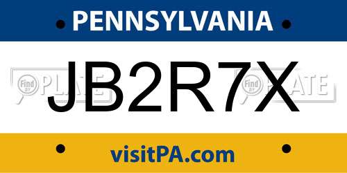 JB2R7X Pennsylvania License Plate
