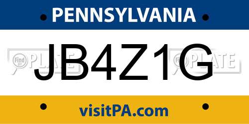 JB4Z1G Pennsylvania License Plate