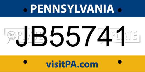 JB55741 Pennsylvania License Plate
