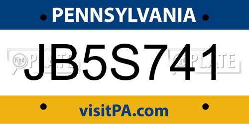 JB5S741 Pennsylvania License Plate