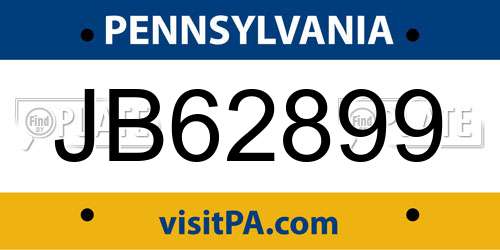 JB62899 Pennsylvania License Plate